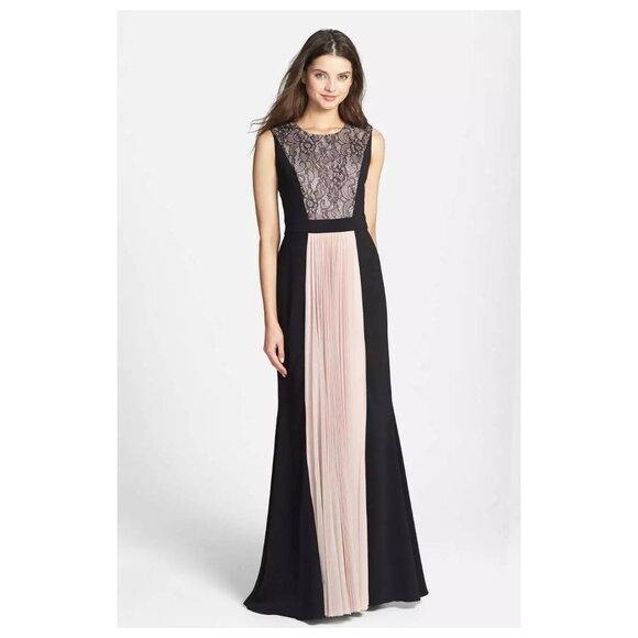 $360 JS COLLECTIONS Lace Pleat Panel Crepe Gown Wedding Mother of Bride 10 - Picture 1 of 7